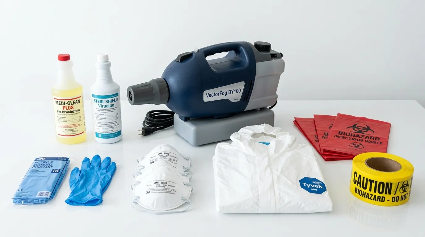 Professional biohazard remediation crew working in Worthington